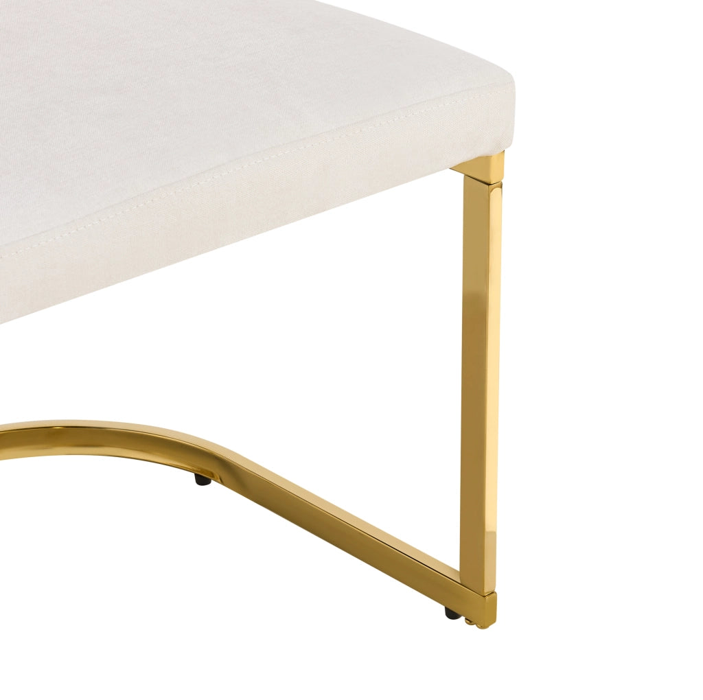 Set 6 sedie da pranzo beige e oro in ciniglia con doppio schienale