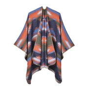 Elegante mantello jacquard diviso, cappa jacquard spessa per autunno e inverno