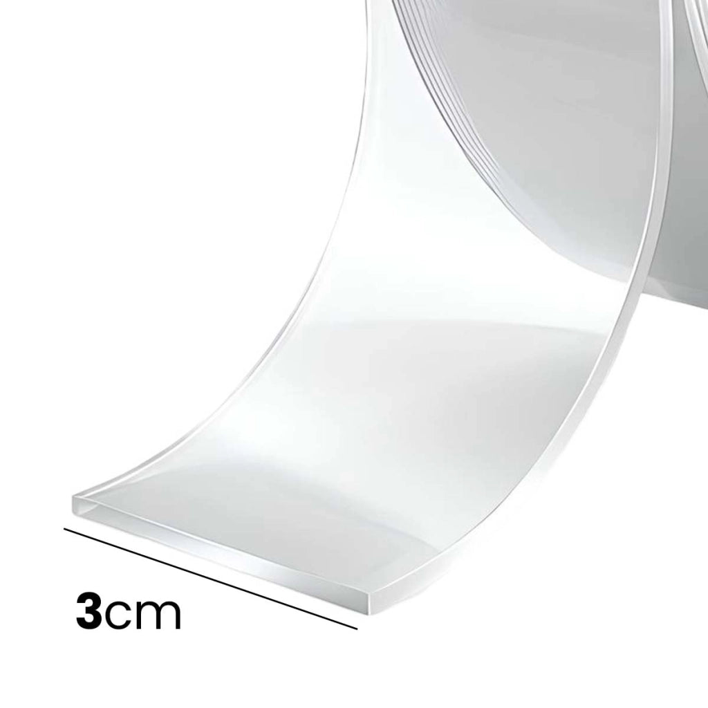 Nastro Adesivo Nano Tape Fissaggio Biadesivo 3cm x 3m e senza Perforazione Trasparente Avizar