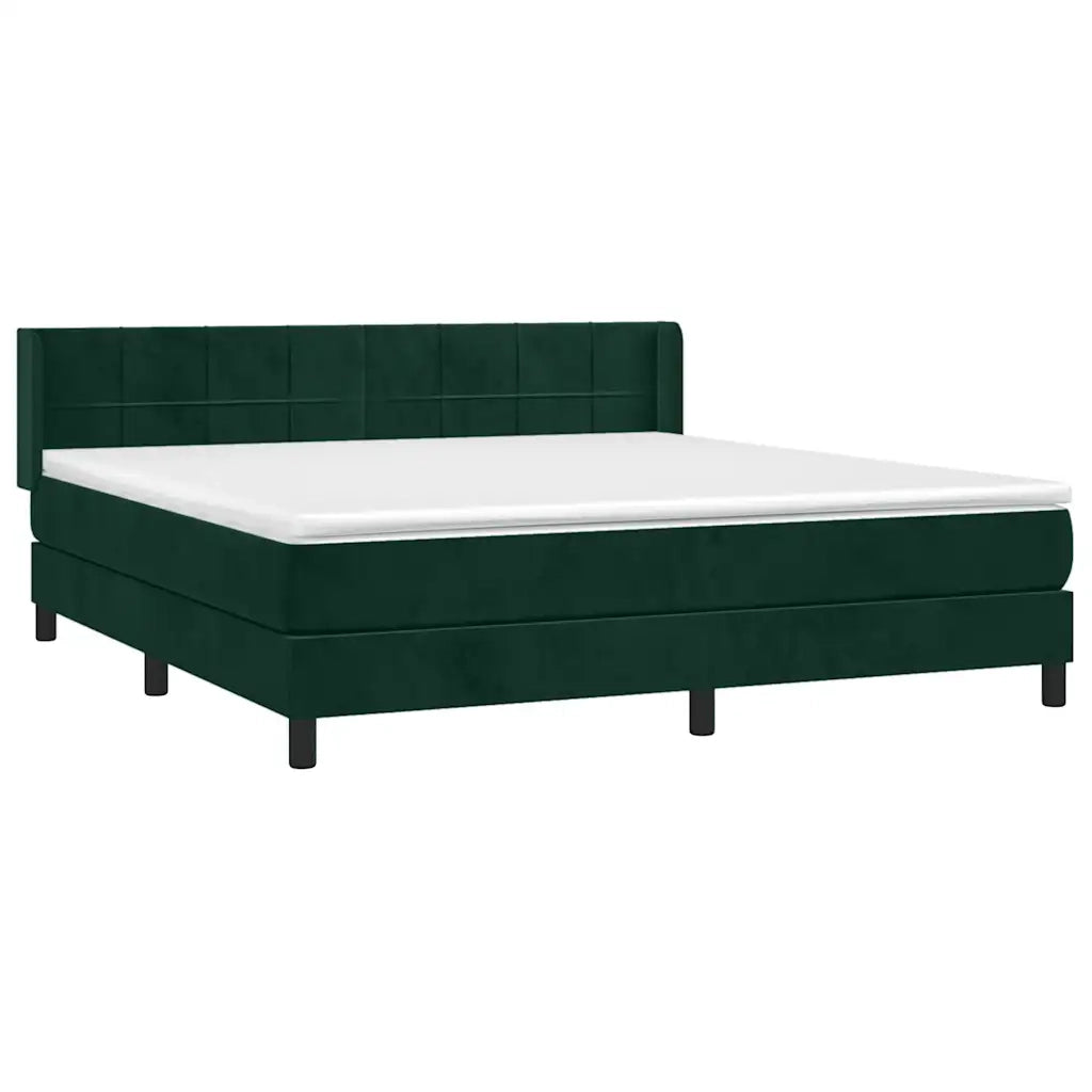 Giroletto a Molle con Materasso Verde Scuro 160x200 cm Vellutocod mxl 122469