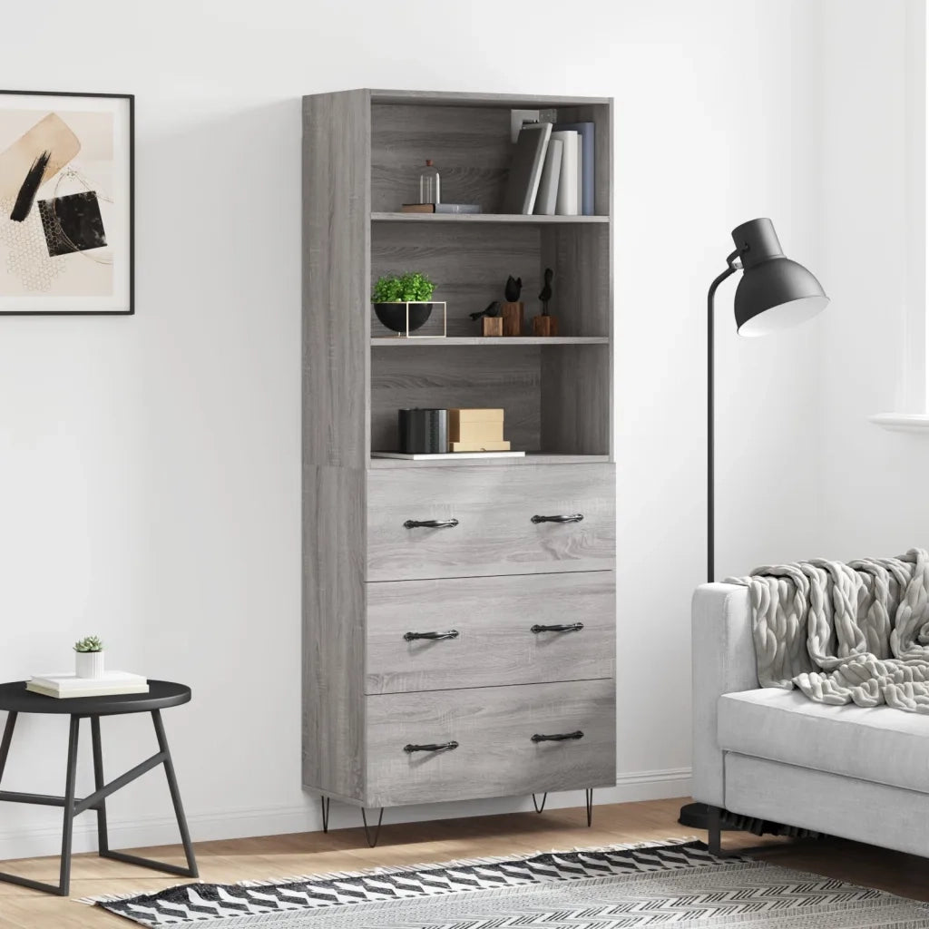 Credenza Grigio Sonoma 69,5x34x180 cm in Legno Multistrato 3189379