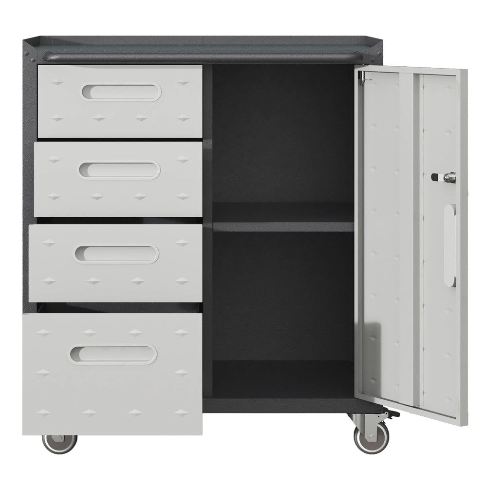 Armadietto Metallo con Ruote ¨C MINIMAL ¨C Nero/Grigio, 75x42x88 cm