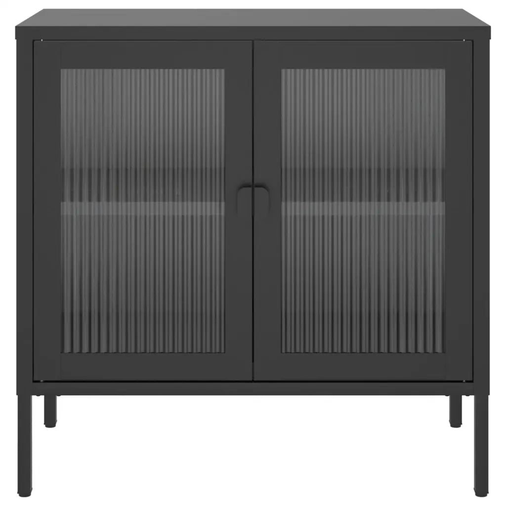 Credenza Nera 70x35x70 cm Vetro e Acciaio 353001