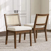 Sedie da Pranzo in Legno Massello con Schienale in Rattan ¨C Xylo ¨C Noce, Stile Moderno