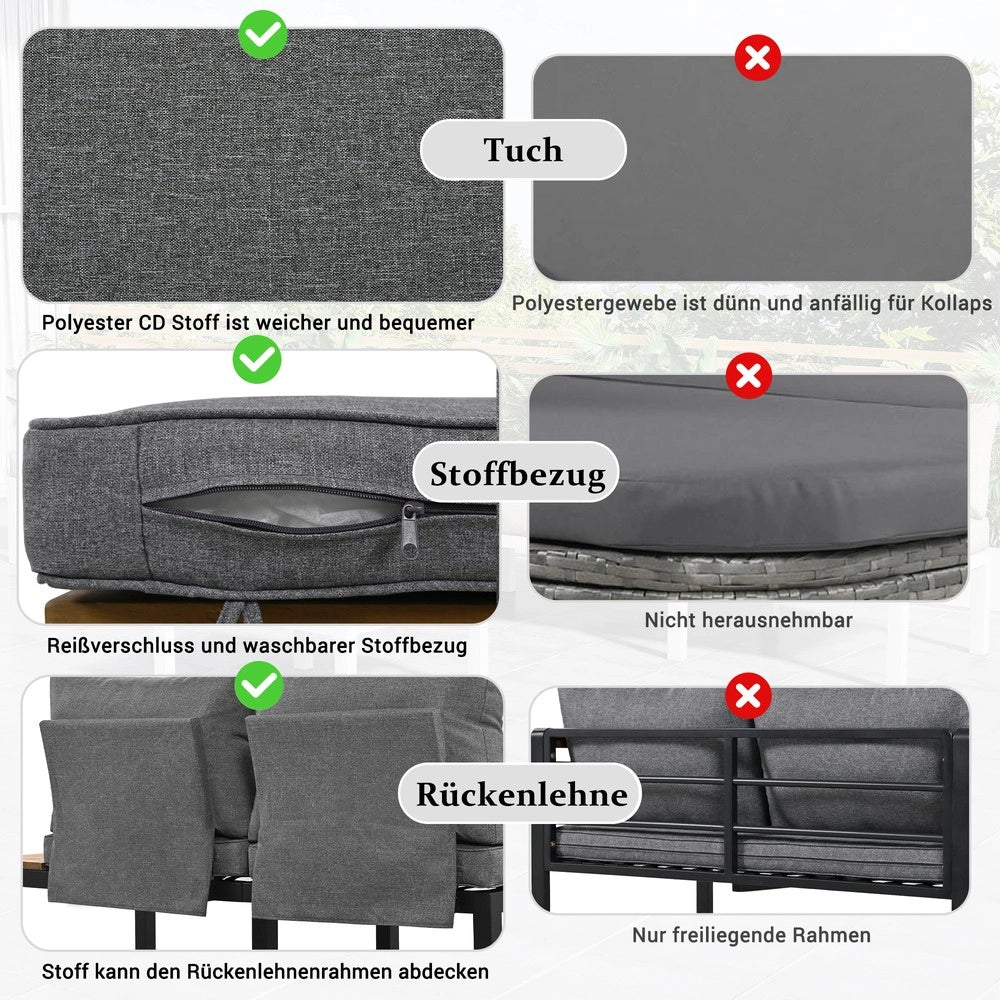 Set Lounge da Giardino 5 Pezzi con Divani, Tavolino e Tavolo in Acacia ¨C Xylo ¨C Grigio
