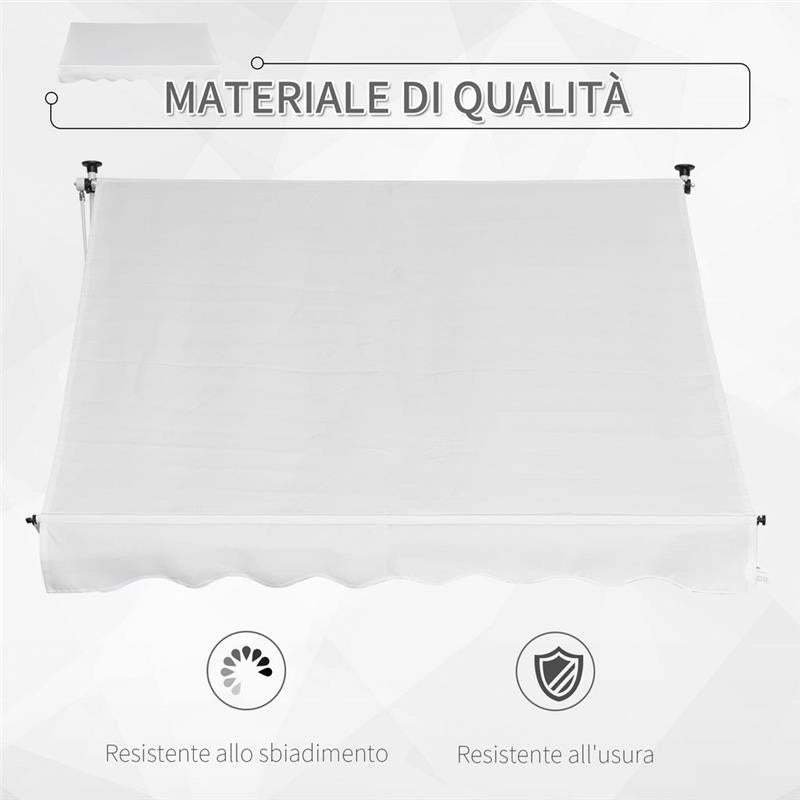 TENDA DA SOLE A CADUTA CON RULLO E MANOVELLA 200 × 150 CM COLORE BIANCO