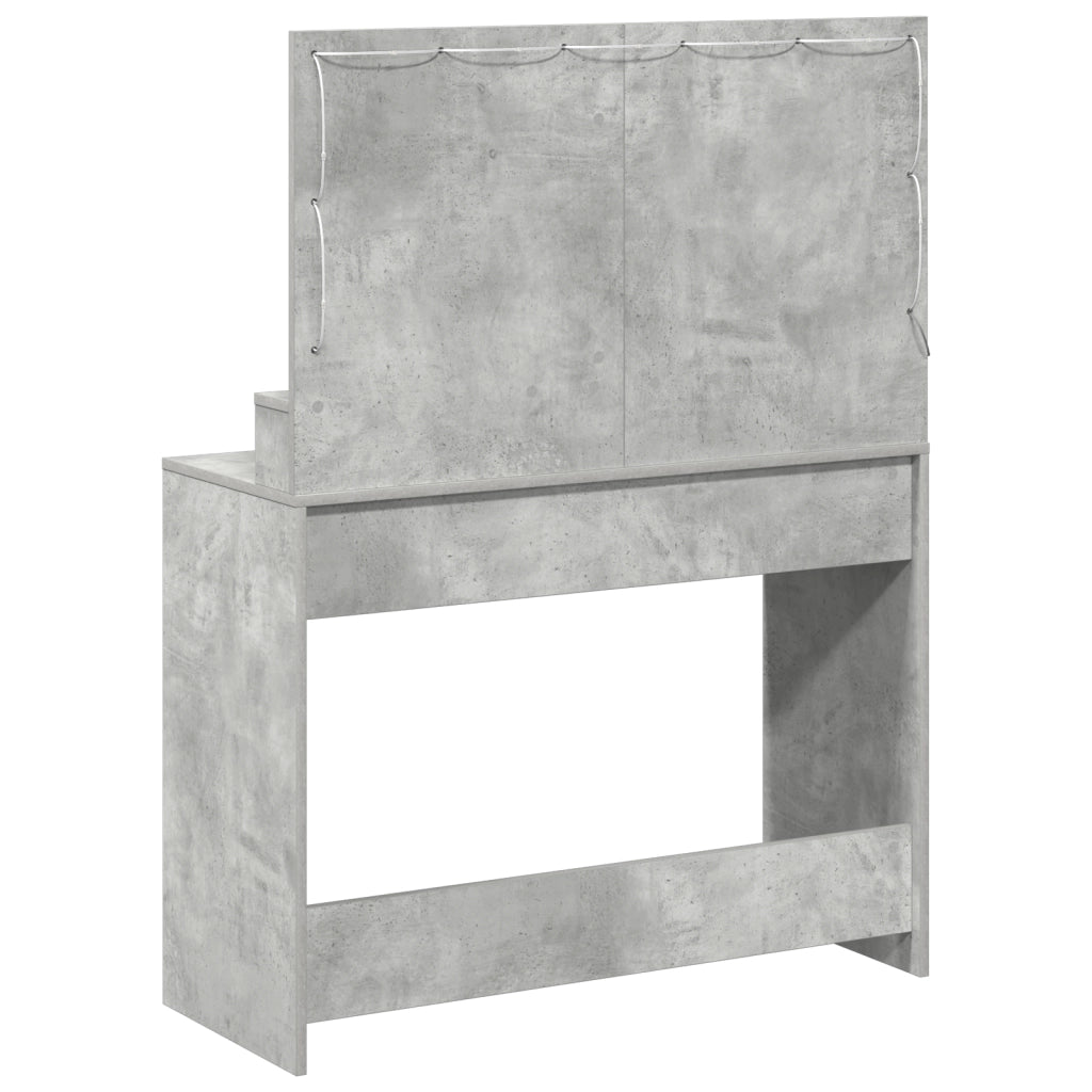 Tavolo da trucco  con luci LED, grigio cemento, 100x41x135 cm
