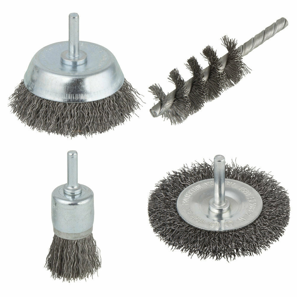 Set Spazzole Metalliche Trapano Disco Tazza Pennello Cilindro Wolfcraft 2133000
