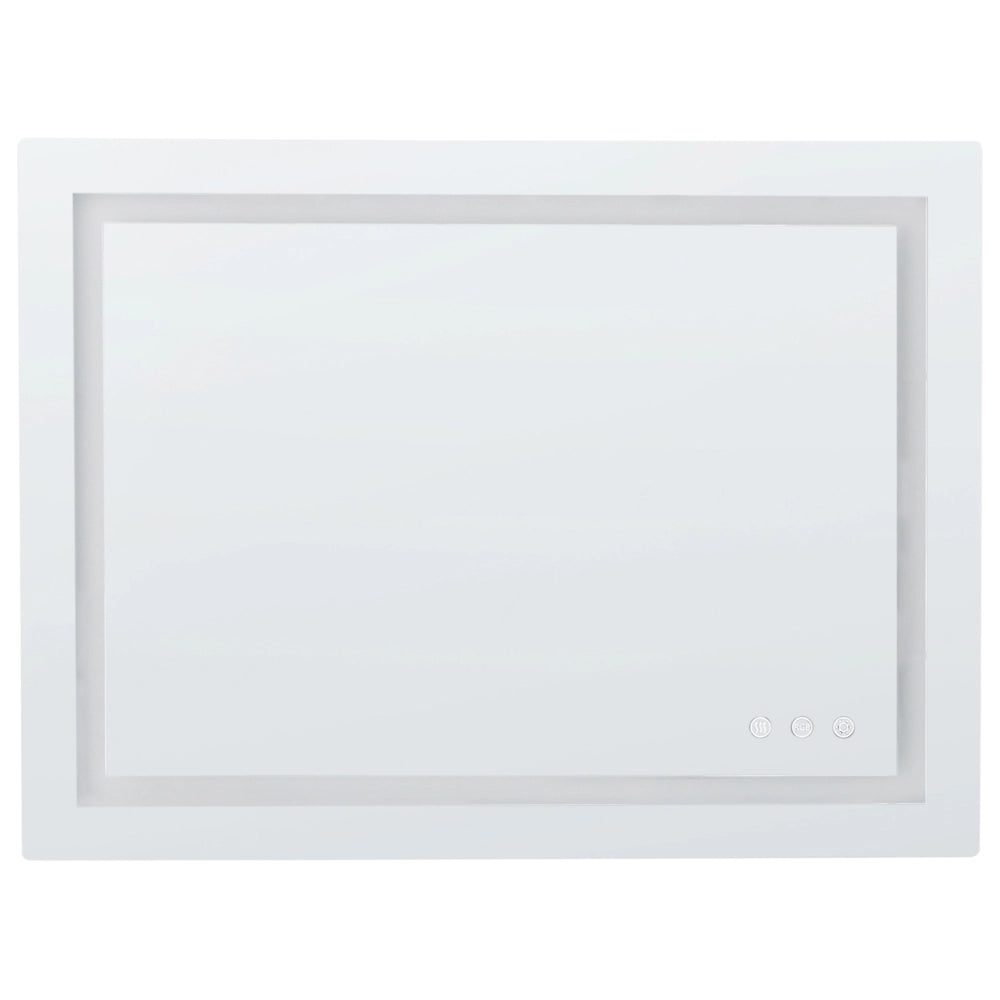 Specchio da bagno a LED rettangolare argento con luci colorate e funzione antiappannamento 80 x 60 cm stile glamour