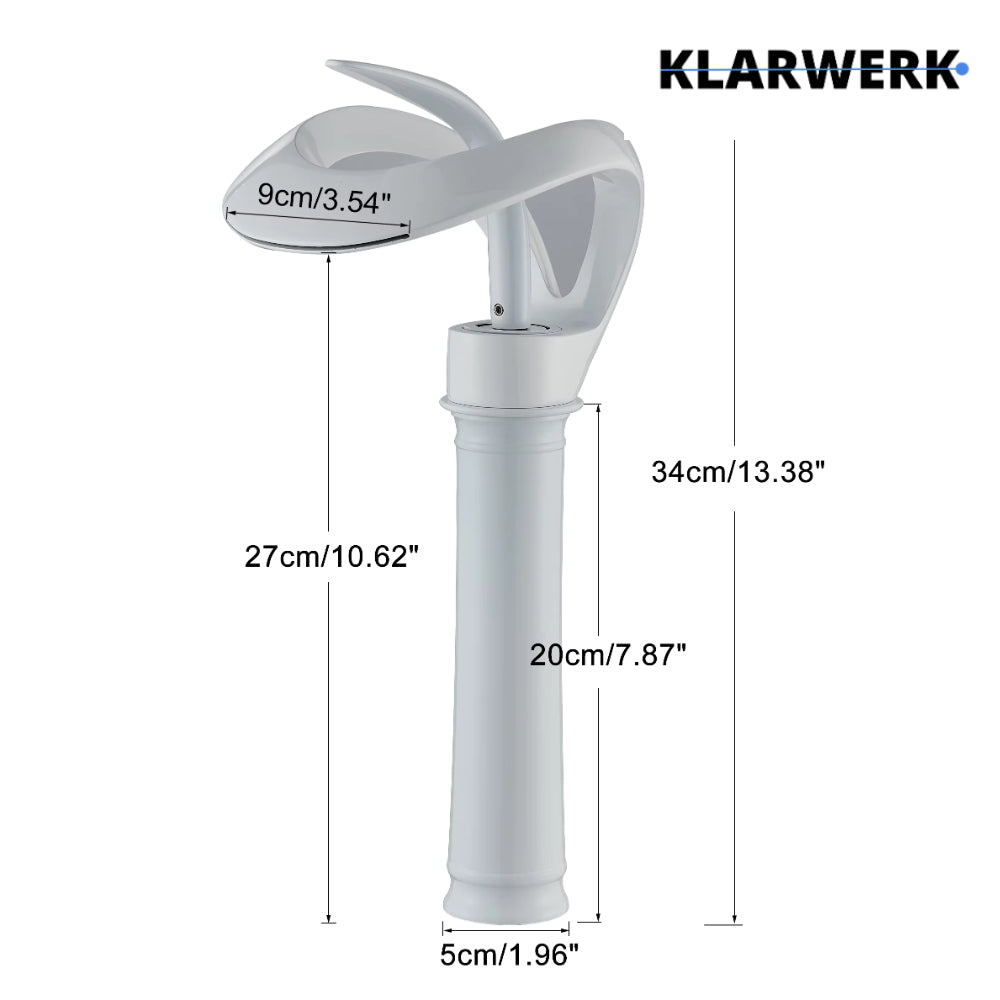 NAVIS | Rubinetto da bagno a cascata di design bianco alto | Elegante  in acciaio inox premium per lavelli alti miscelatore 2 attacchi