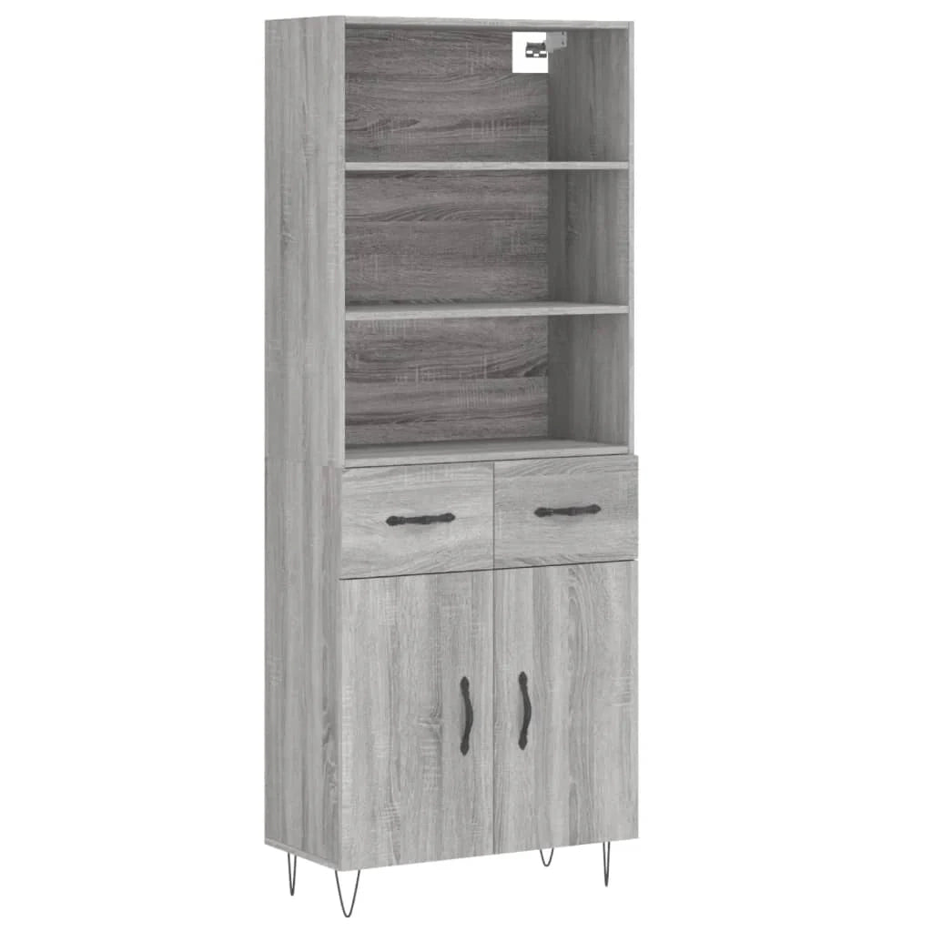 Buffet credenza cassettiera armadio mobile contenitore organizer cucina soggiorno salotto rovere Sonoma alto 69,5 x 34 x 180 cm legno ingegnerizzato grigio 02_0035483