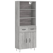 Buffet credenza cassettiera armadio mobile contenitore organizer cucina soggiorno salotto rovere Sonoma alto 69,5 x 34 x 180 cm legno ingegnerizzato grigio 02_0035483
