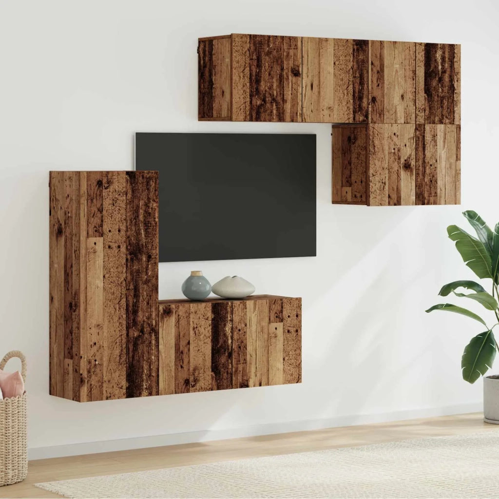 Unit¨¤ TV da Parete 5 pz | Armadietto TV | Mobile Porta TV Legno vecchio Legno multistrato