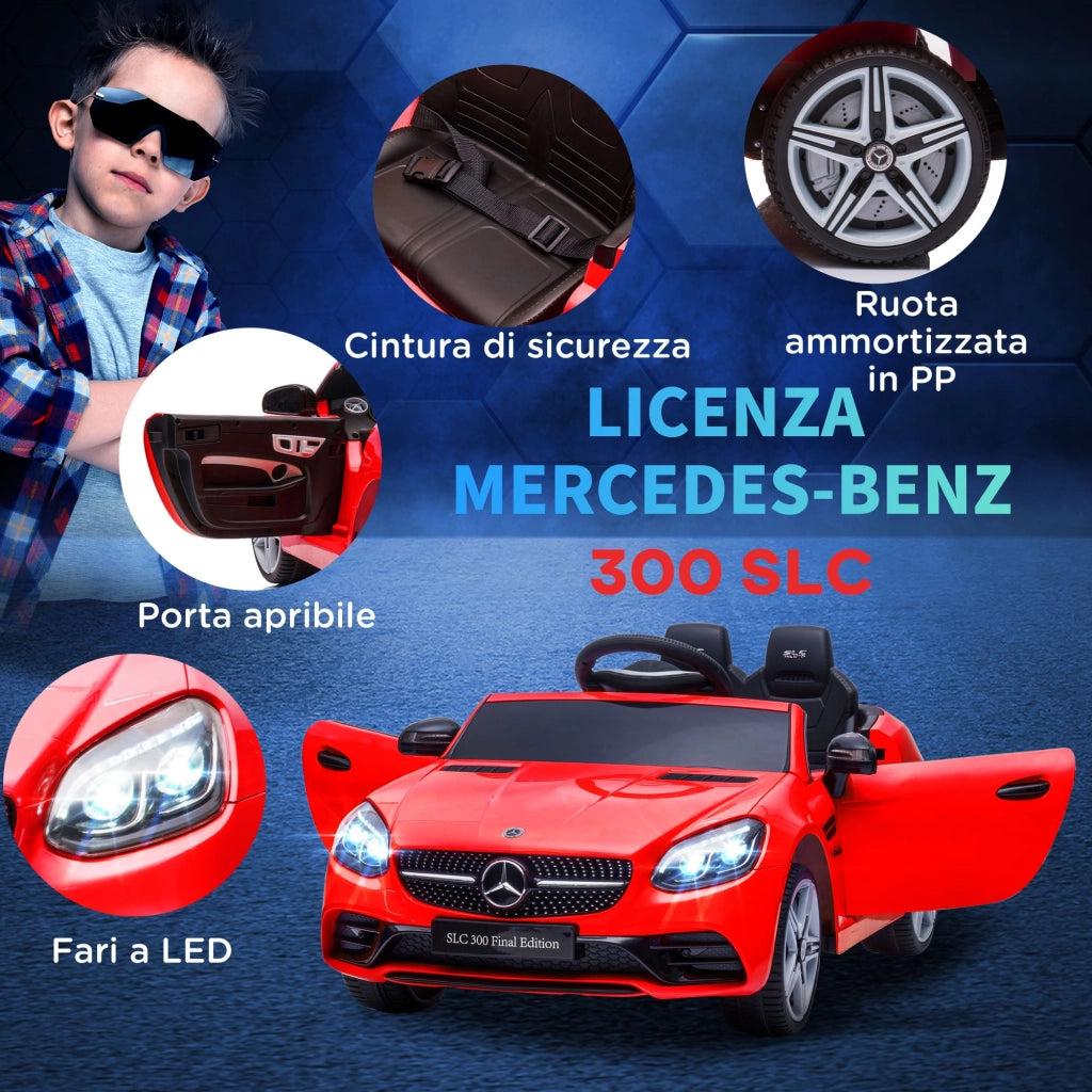 Macchina Elettrica per Bambini Licenza Mercedes SLC 300 con Telecomando Rosso