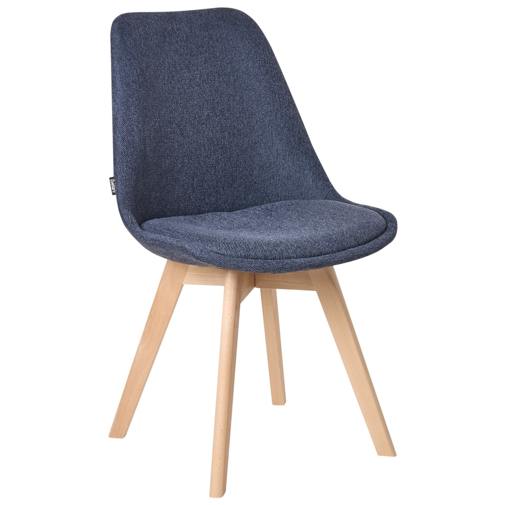 Set di 2 sedie da pranzo poliestere blu scuro gambe in legno soggiorno cucina stile moderno