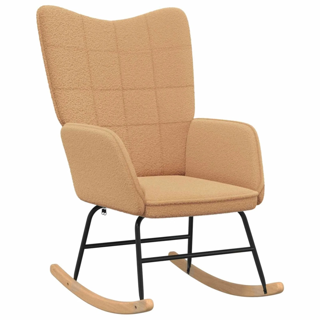 Poltrona | Sedia a dondolo Beige Tessuto Sherpa
