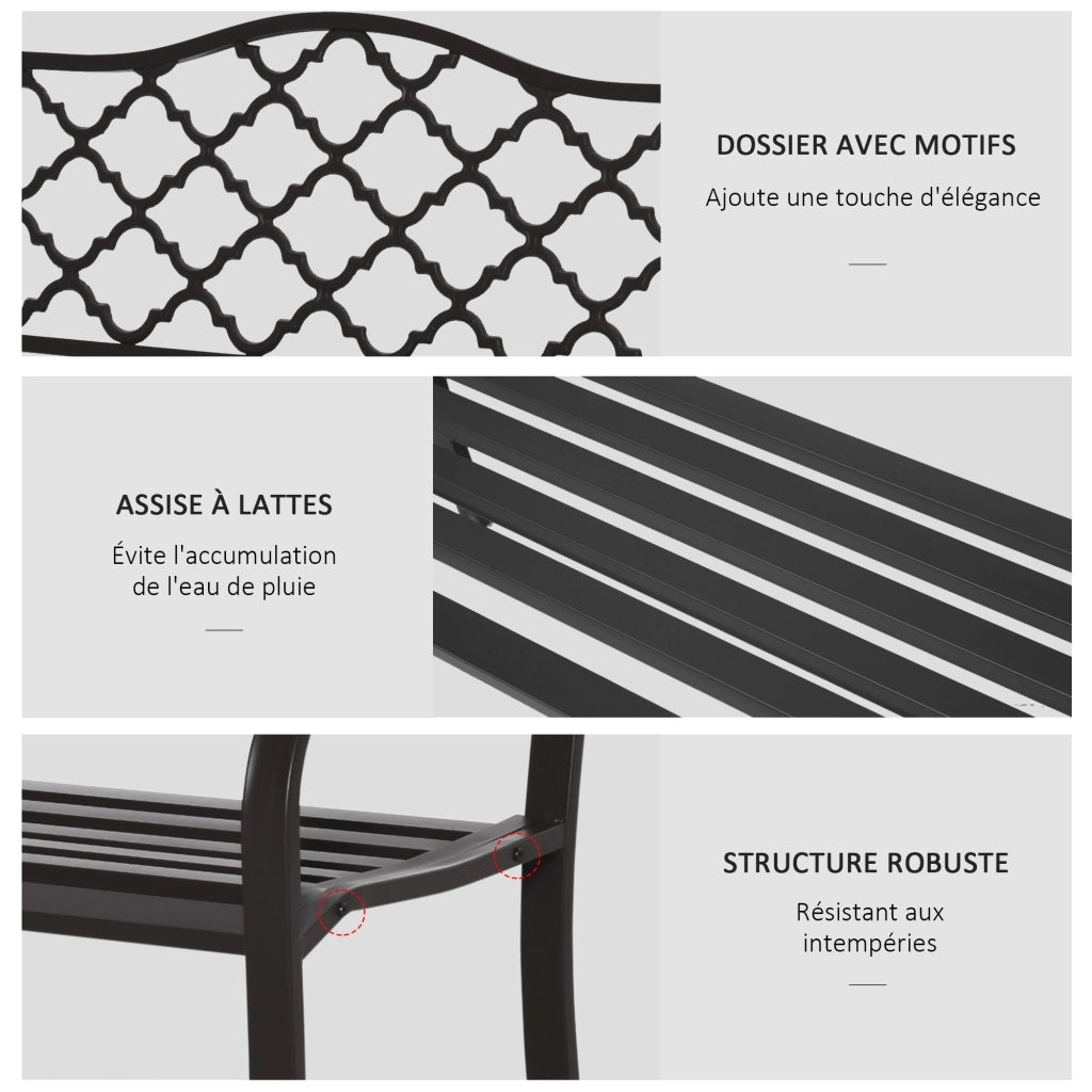 Panchina da Giardino 3 Posti ¨C Zephmum ¨C Grigio Antracite 128x60x89 cm