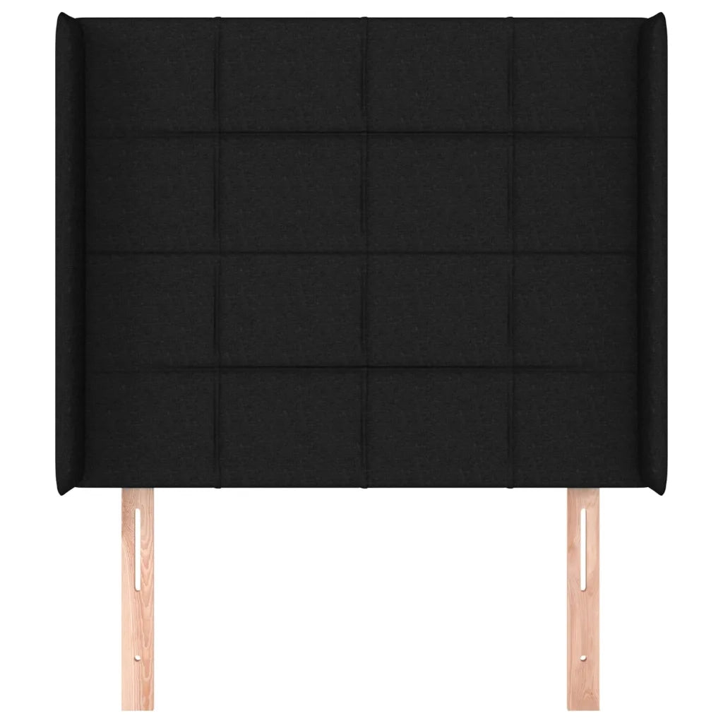 Testiera | Testata ad Orecchio Nera 83x16x118/128 cm in Tessuto