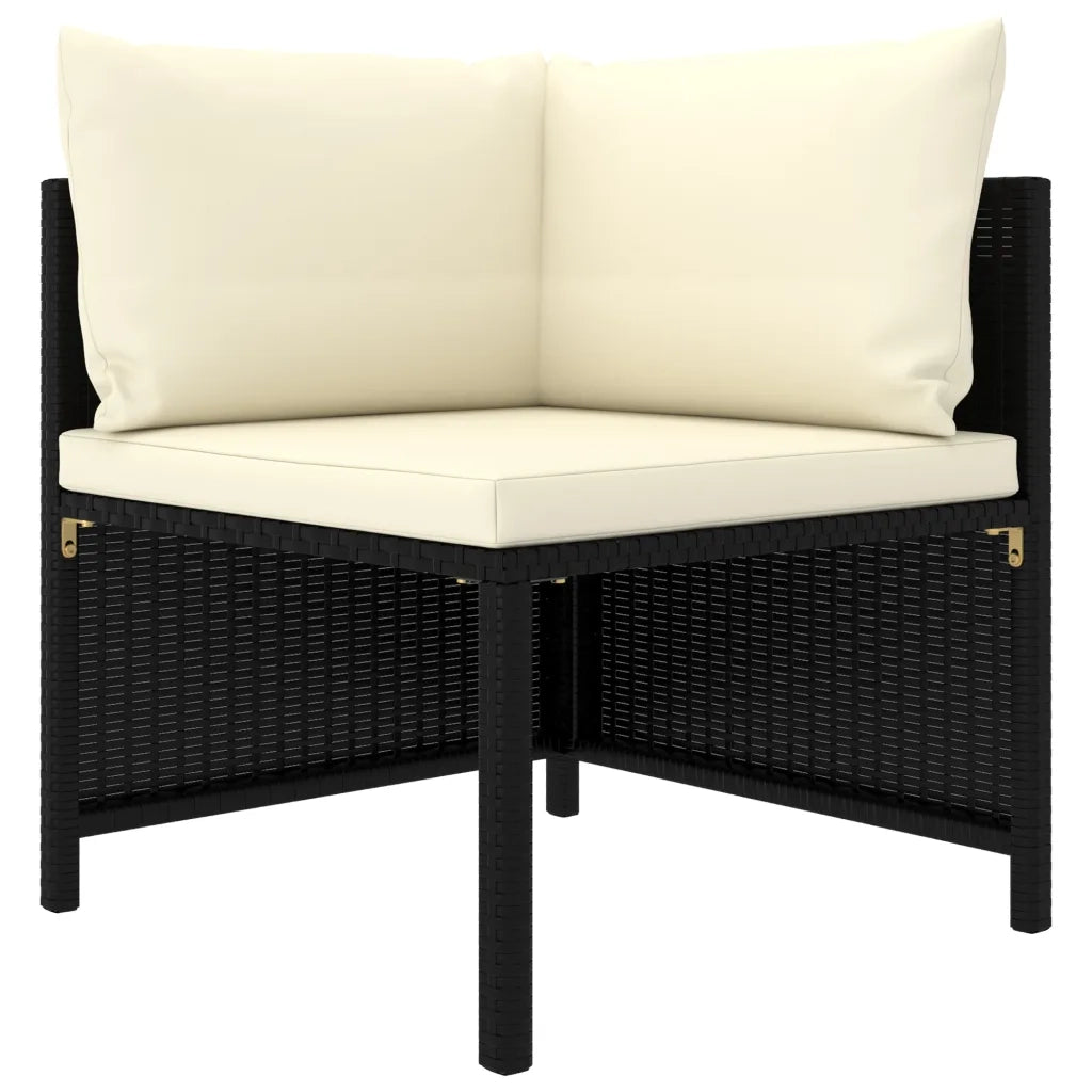 Set Divani da Giardino 6 pz con Cuscini in Polyrattan Nero 3059789