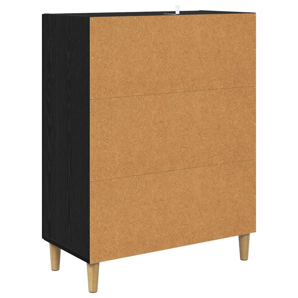 Credenza | Madia | Buffet da pranzo | Armadio da pranzo Rovere Nero 70 x 34 x 90 cm Legno multistrato