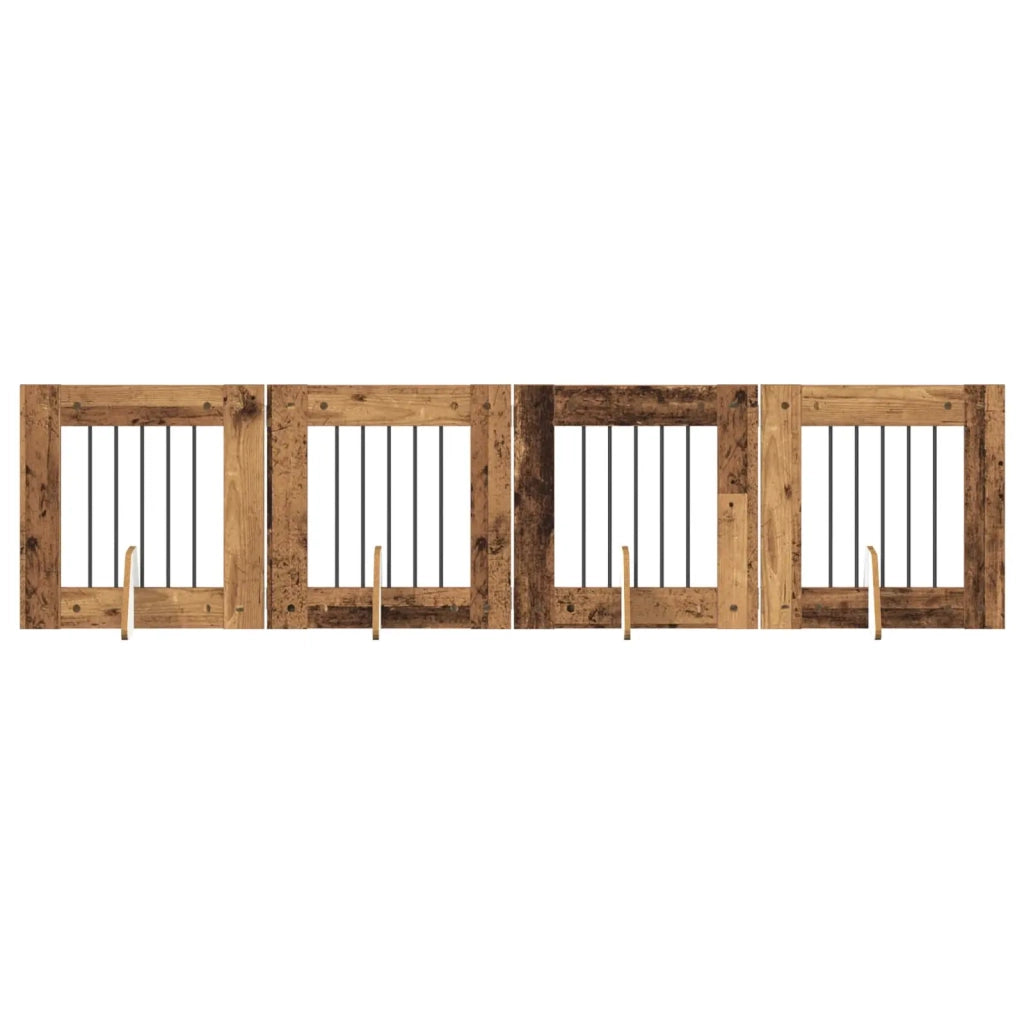 Cancello per cani con supporti 4 pcs Legno antico 60 x 60 cm