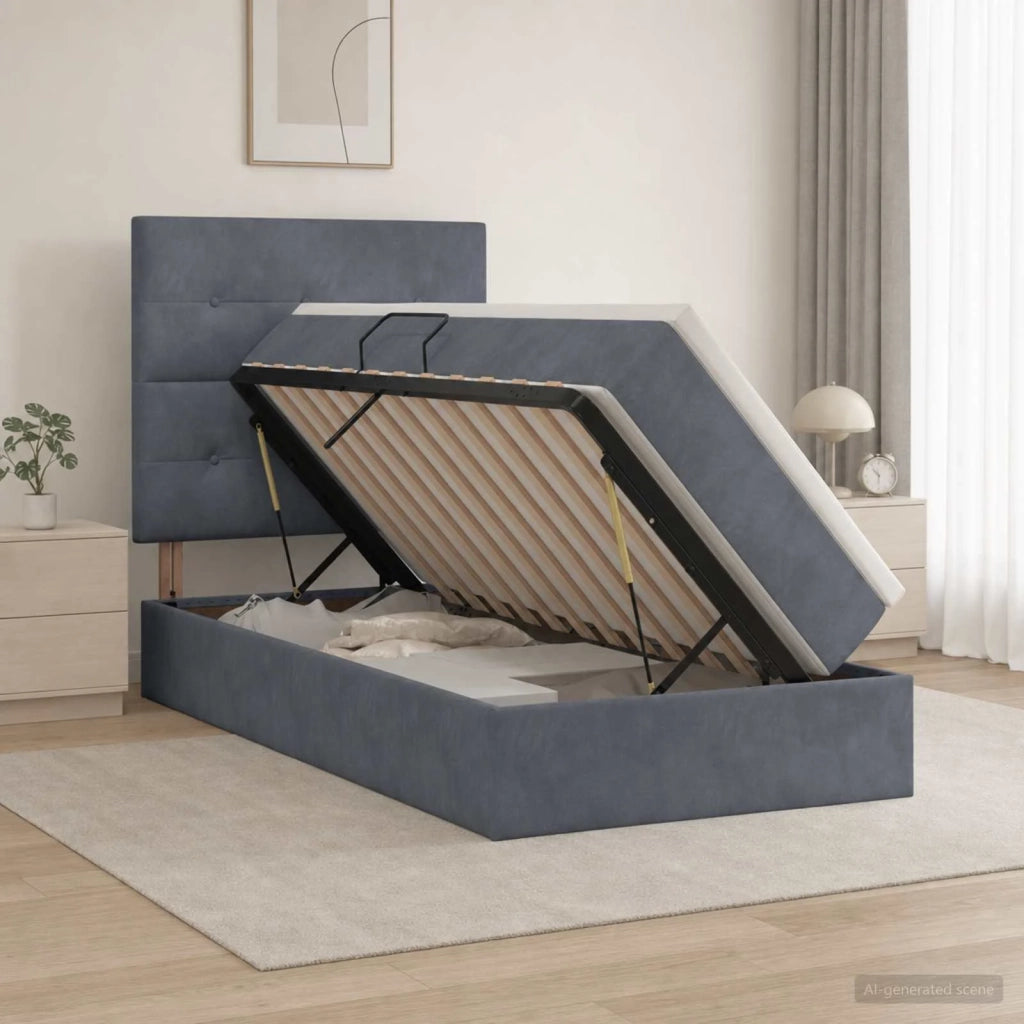 Letto con contenitore LED e materasso Grigio Scuro 100 x 200 cm 3460111