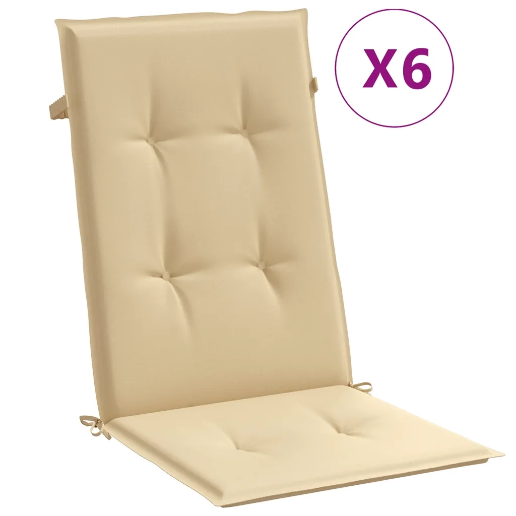 Cuscini Sedia Schiena Alta 6 Beige MÃ©lange 120x50x4 Tessuto