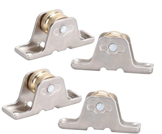 Set di ruote per tende 4 pezzi - Ruote pesanti per binario - Carrello a gomiti di metallo - Resistenti alla ruggine - Facili da utilizzare - Adatti per binari per tende - Ruote per carrelli di tende