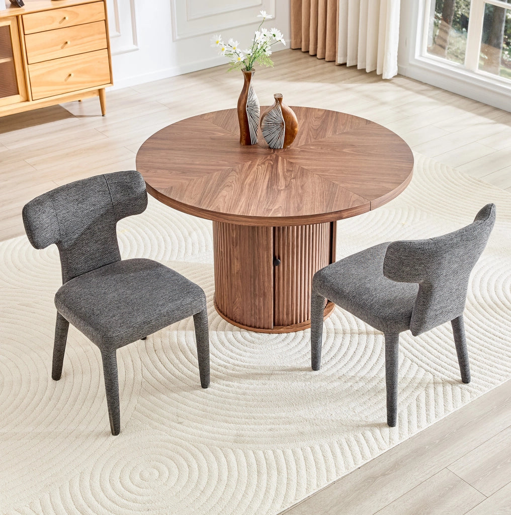 Set di 2 sedie da pranzo con schienale a T in tessuto grigio