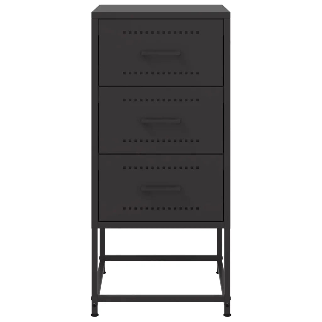 Comodini 2 pz-Set di 2 Tavolino da notte Neri 36x39x78 cm in Acciaio 639784