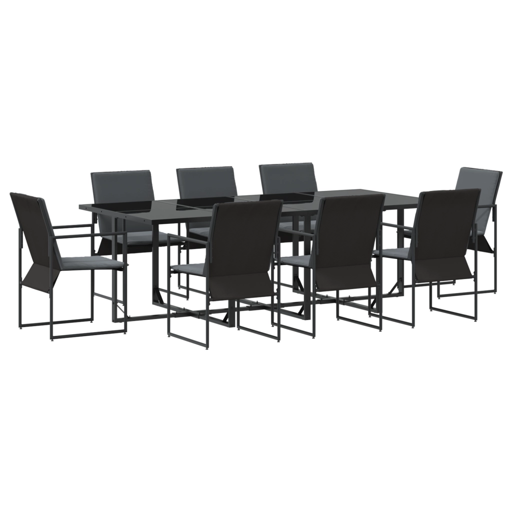 Set da pranzo da giardino in 12 pezzi con cuscini in acciaio e textilene