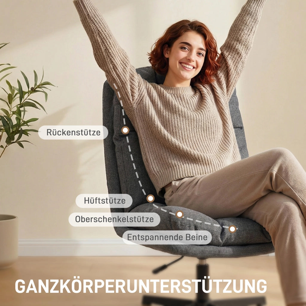 Poltrona girevole in tessuto ¨C zephmum ¨C Grigio scuro con gambe in metallo