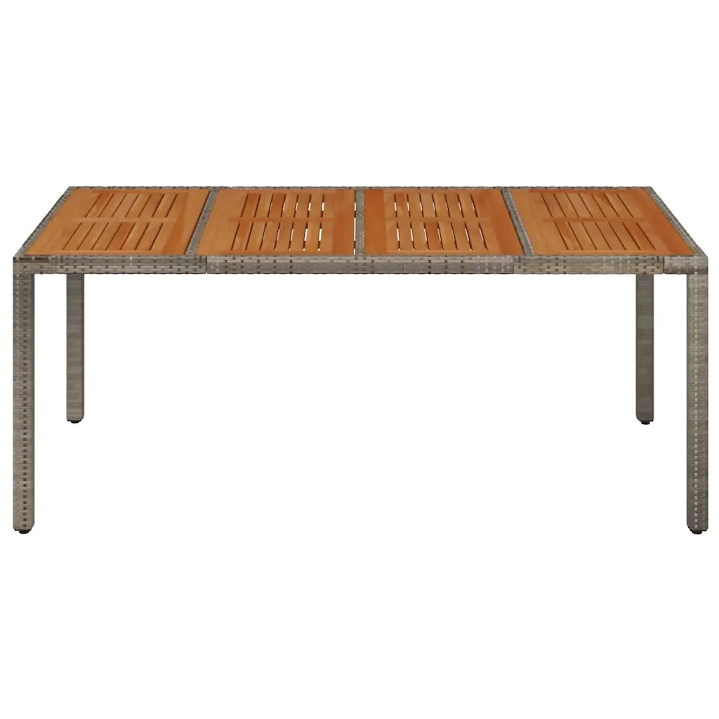 Tavolo da Giardino Piano in Legno Grigio 190x90x75cm Polyrattan cod mxl 34368