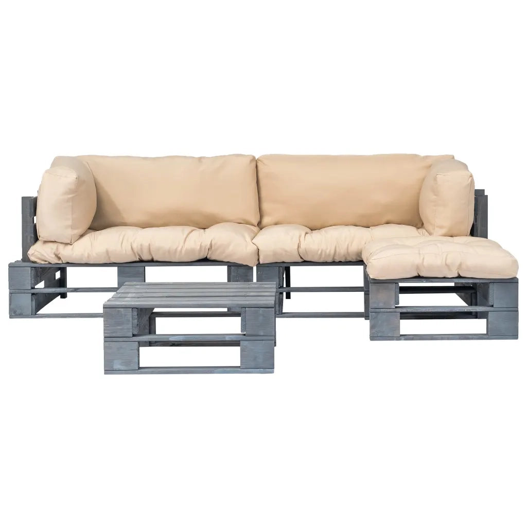 Set Divani da Giardino 4 pz Pallet Cuscini Sabbia in Legno cod mxl 44989