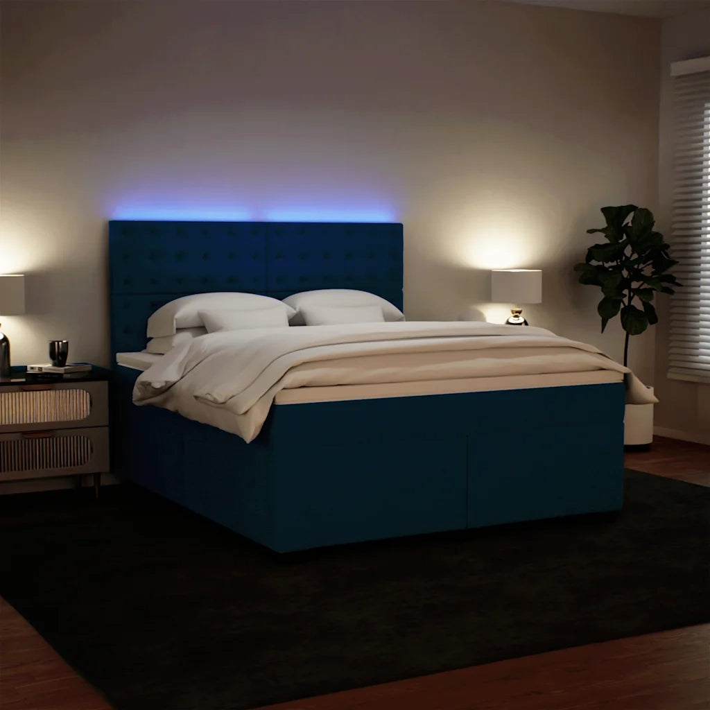Giroletto a Molle con Materasso Blu 180x200 cm in Velluto