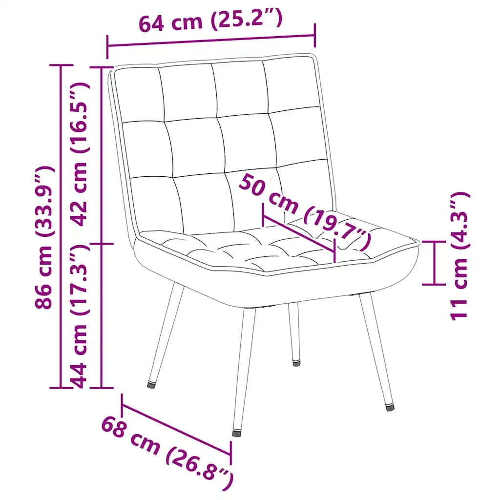 Sedia Relax 64x74x84 cm Grigio Scuro in Velluto CFW8264890