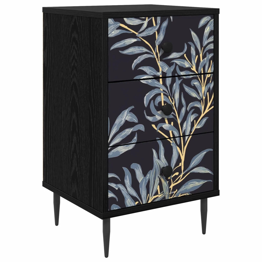 Armadio da Notte DOKKUM Rovere Nero 36 x 33 x 61 cm 8007325