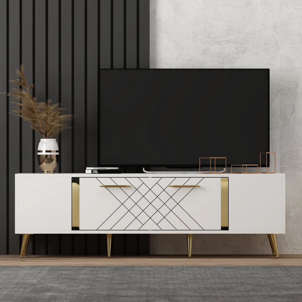 Porta TV in legno "Detas" - 150 x 35 x 48 cm - Oro