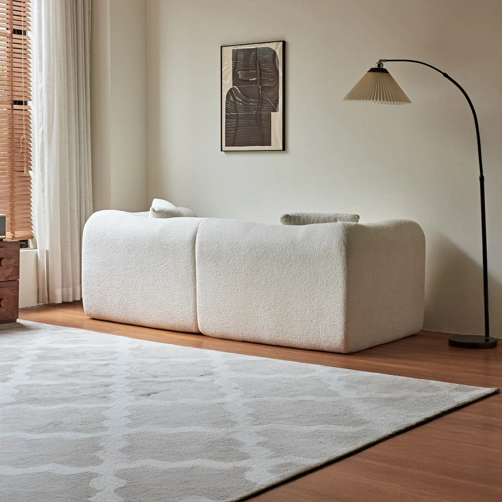 Divano a 2 posti in velluto con cuscini e design compatto salvaspazio per salotto, ufficio e appartamento, beige