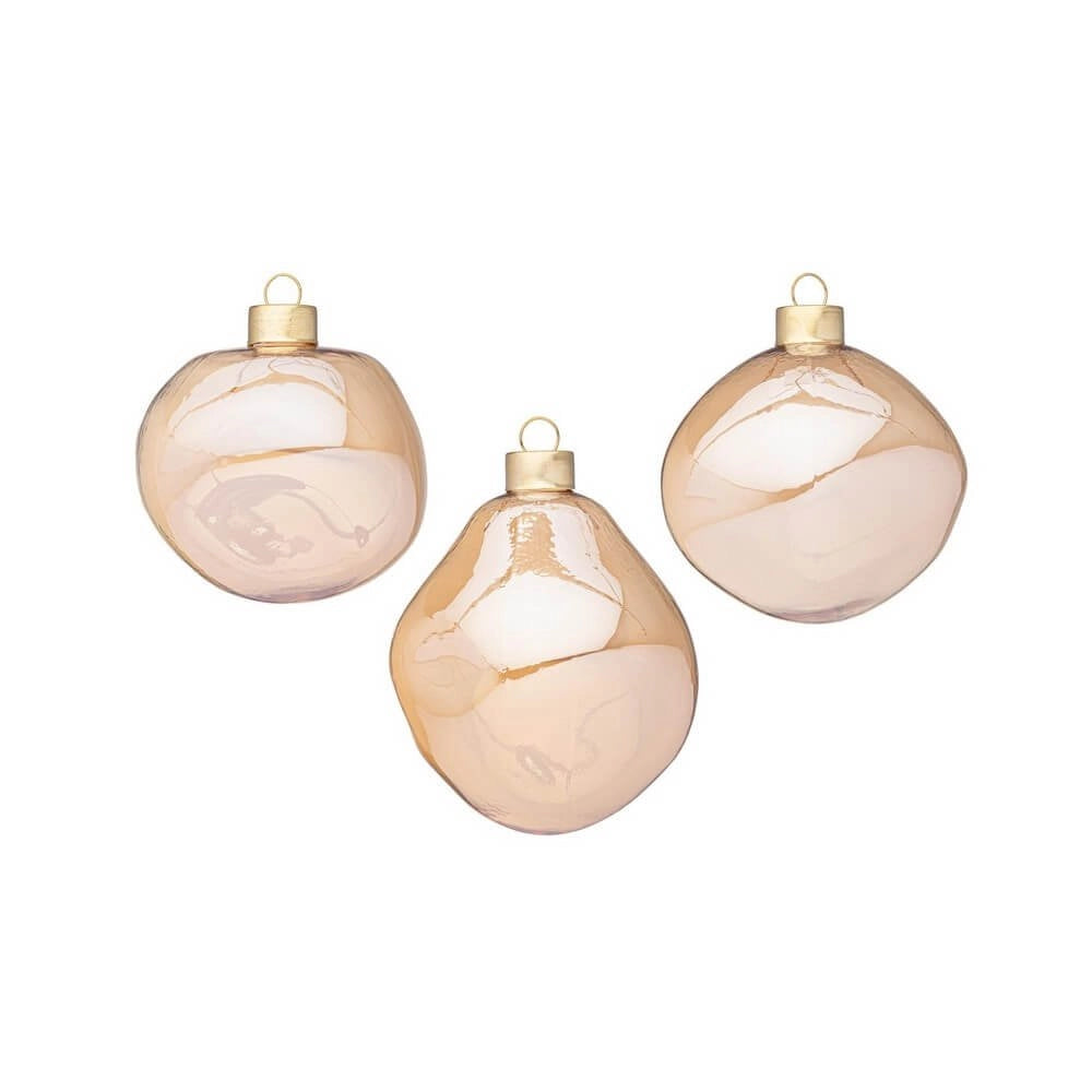Confezione da 3 pendagli vetro Organic champagne D80 assortiti