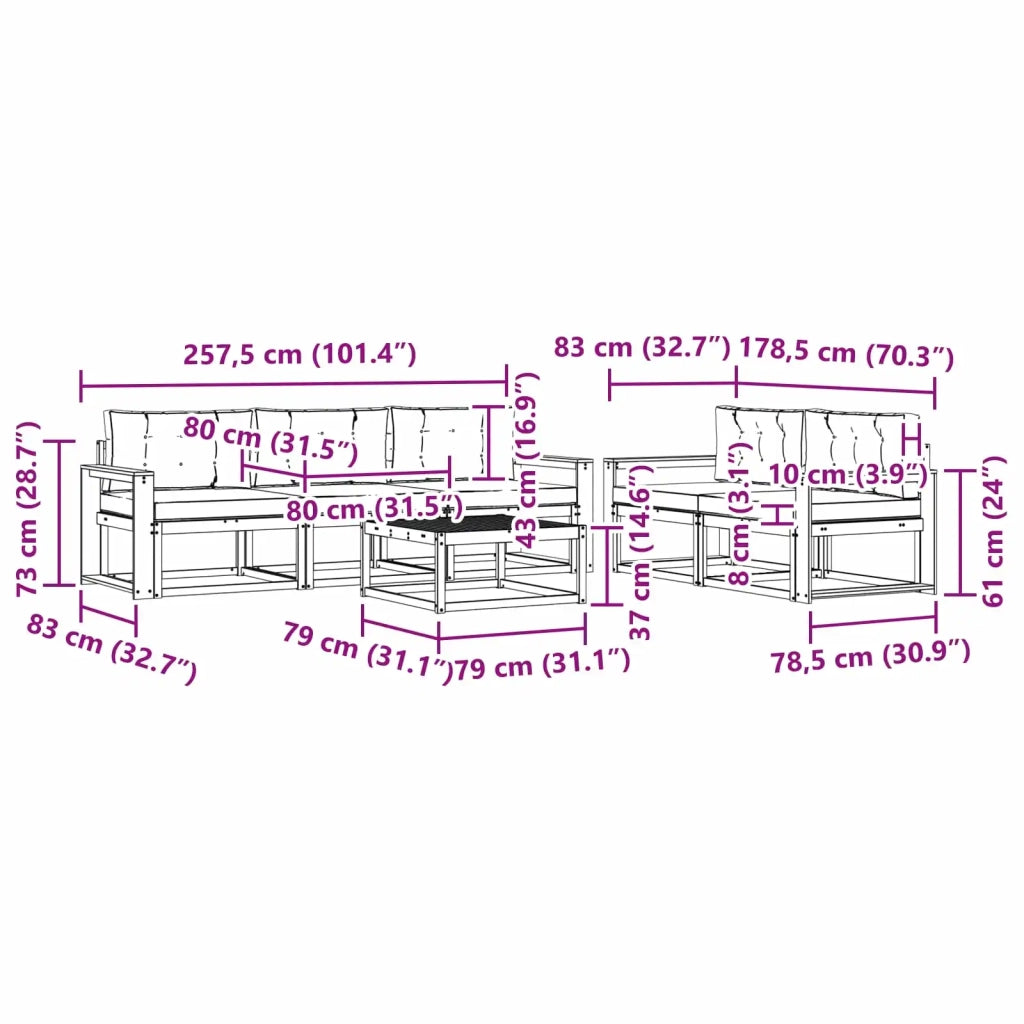 Set di divani da esterno 6 pz Bianco e Beige 3386067