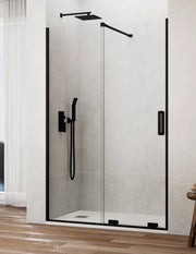 Porta doccia scorrevole 1+1 CIRENE (KENNA) 150 cm Profilo Nero Barra Perpendicolare
