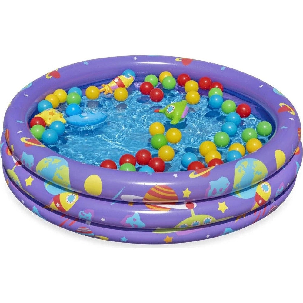 Trade Shop - Piscina Gonfiabile Giardino A 3 Anelli Gioco Per Bambini Con Palline ø 102 Cm 52466 -