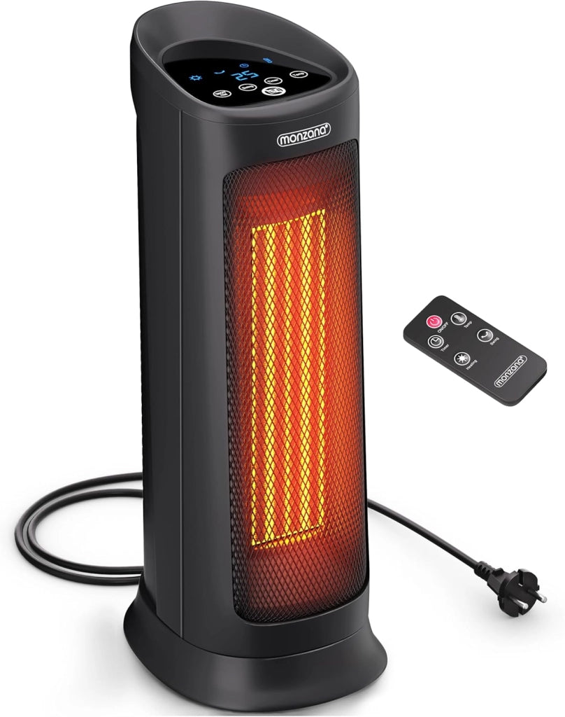 Monzana Stufa 2000W 15-40° Timer Telecomando Oscillazione 120° Timer Termoventilatore Risparmio Energetico Ceramico Nero