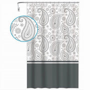 Trade Shop - Tenda Doccia Vasca Bagno 12 Anelli 240x200cm Motivo Paisley Etnico Grigio 87582 -