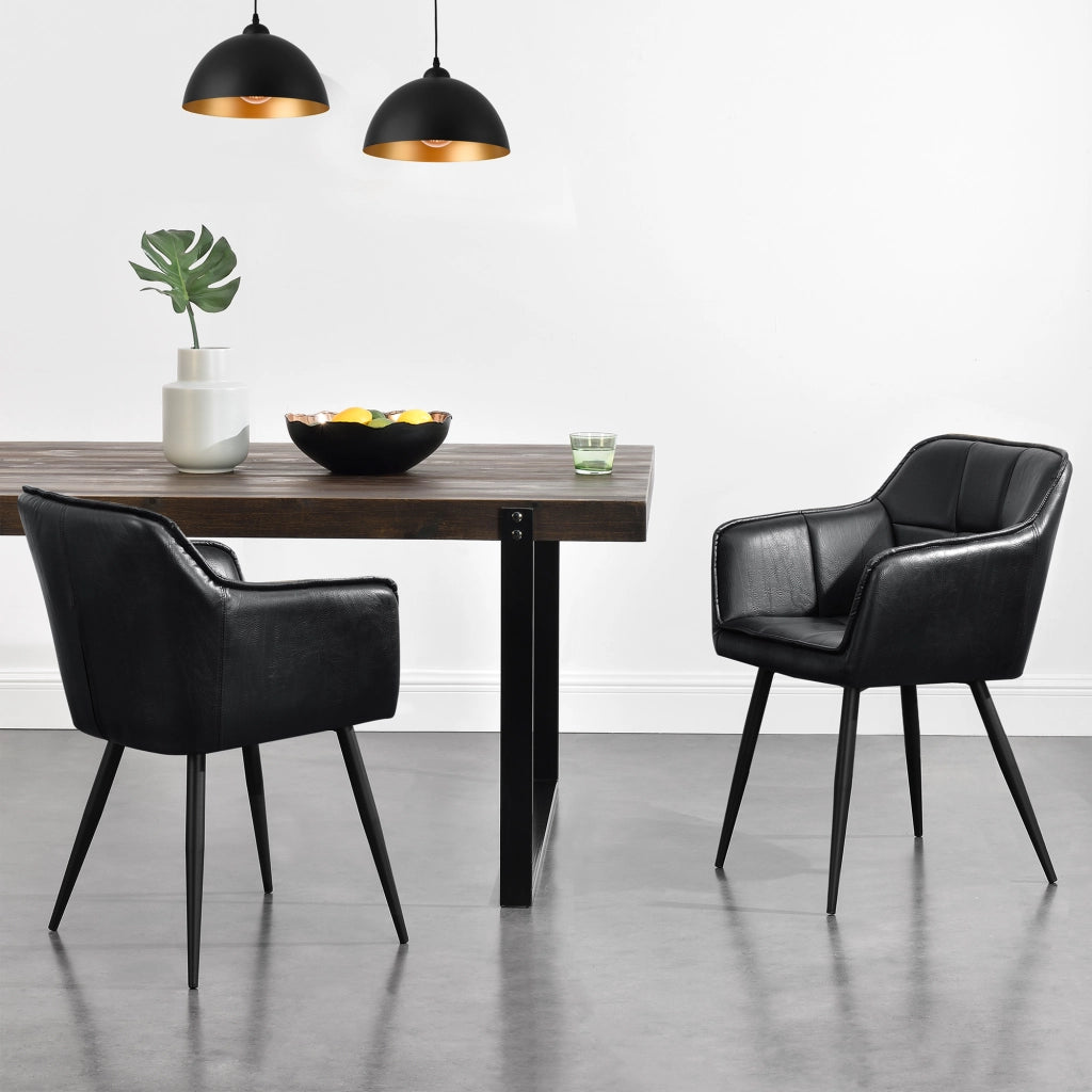 Set di 4 Sedie per Sala Pranzo Birmingham Similpelle Nero [en.casa]