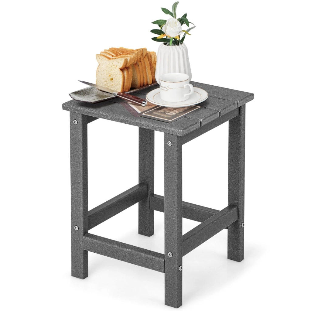 Tavolino da esterno in HDPE resistente alle intemperie, Tavolino adirondack quadrato per patio Grigio-Tavoli da esterno