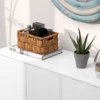 Credenza Moderna con 2 Armadietti a 3 Ripiani in Legno, 107x40x80 cm, Bianco