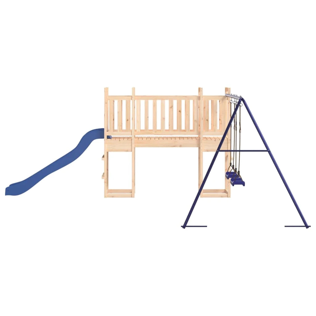Altalena per parco giochi all'aperto scivolo altalena robusta giochi da giardino 53 x 397 x 169 cm legno di pino massiccio 02_0004809
