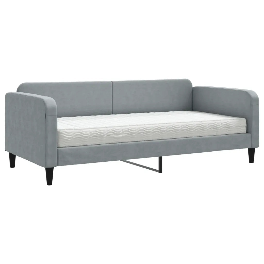 Divano letto | Sof¨¤ letto | Letto singolo con Materasso Grigio Chiaro 90x200 cm in Tessuto
